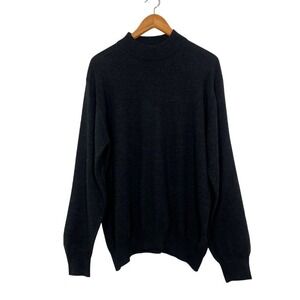 Sette Ponti Italian Knit Mock Neck Sweater Charcoal Gray Wool Blend Sz Large
